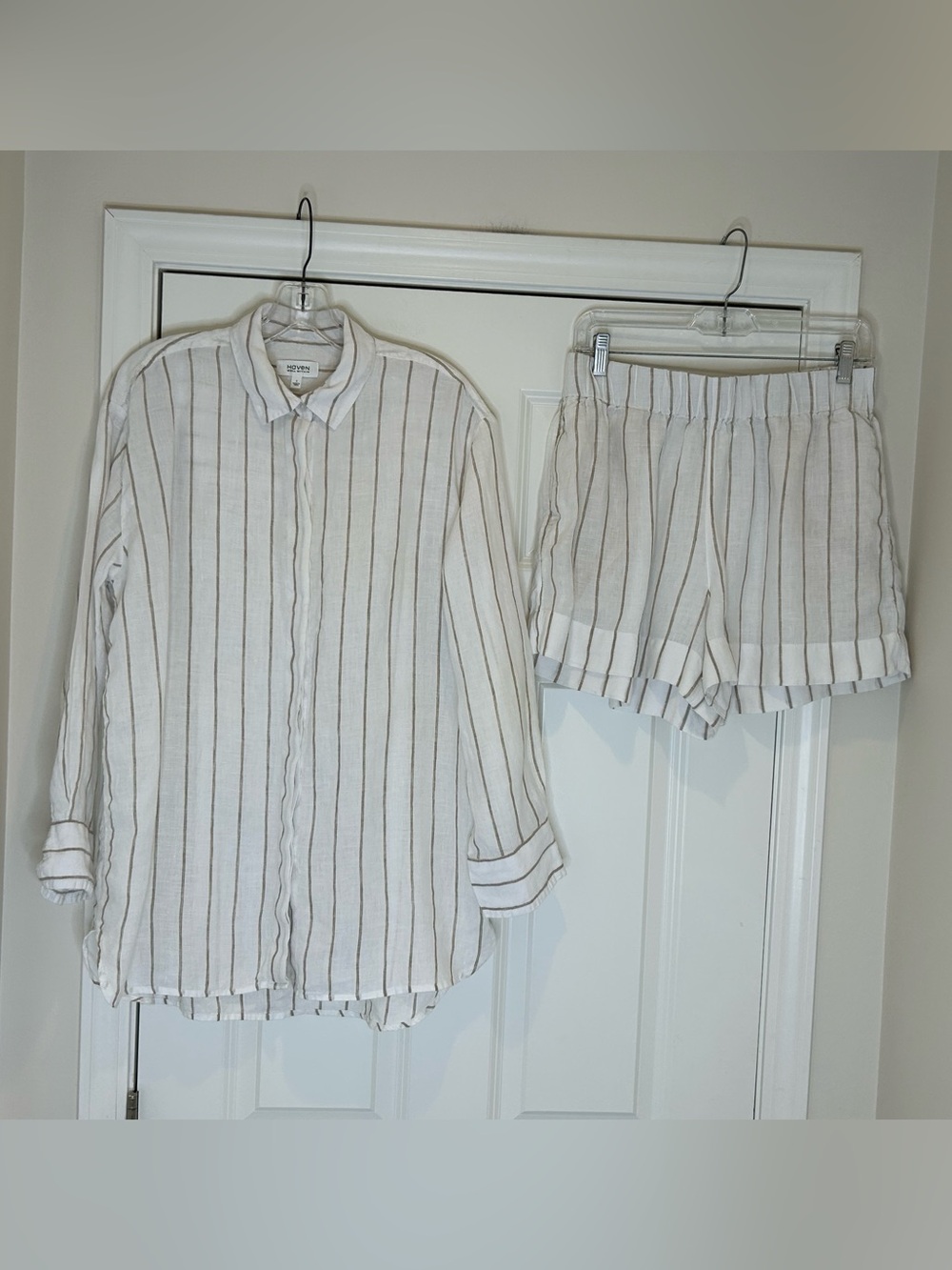 Haven Well Within Striped Linen 2 pc set Shorts Shirt M